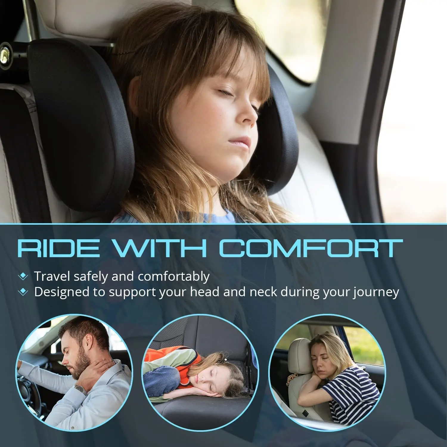 New Car Neck Headrest Pillow Adjustable Angle Support Travel Rest Memory Pillow Car Seat Headrest Pillow for Kids Adults