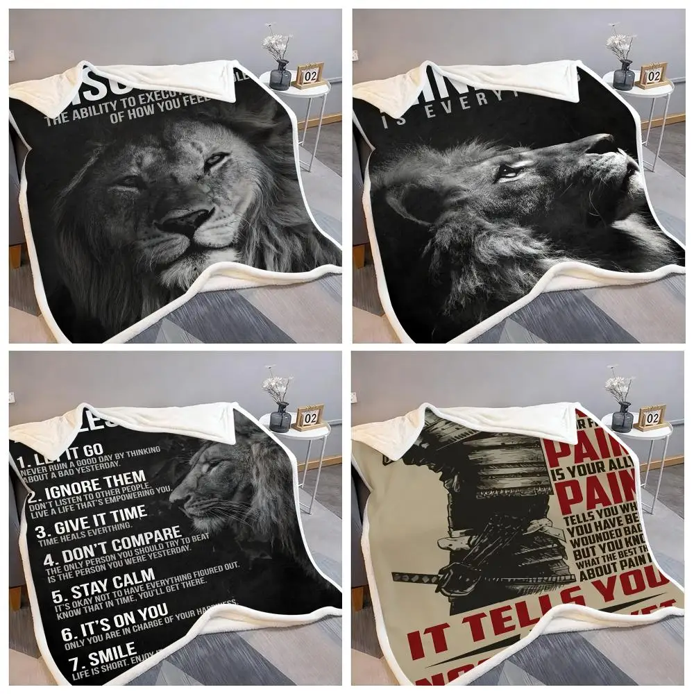 

Motivational Quotes Success Throw Flannel Fluffy Soft Blanket Warm Skin-Friendly Throw For Sofa Bed Office Nap Winter