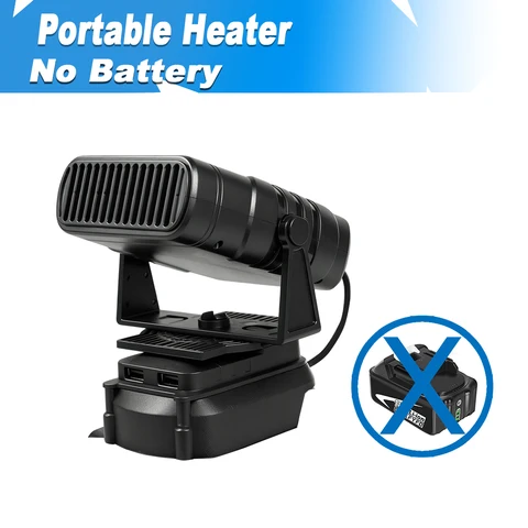 Зимний автомобильный обогреватель с двумя портами USB, обогреватель для размораживания, охлаждение и обогрев, двухфункциональный вентилятор, подходит для литий-ионного аккумулятора 18 В