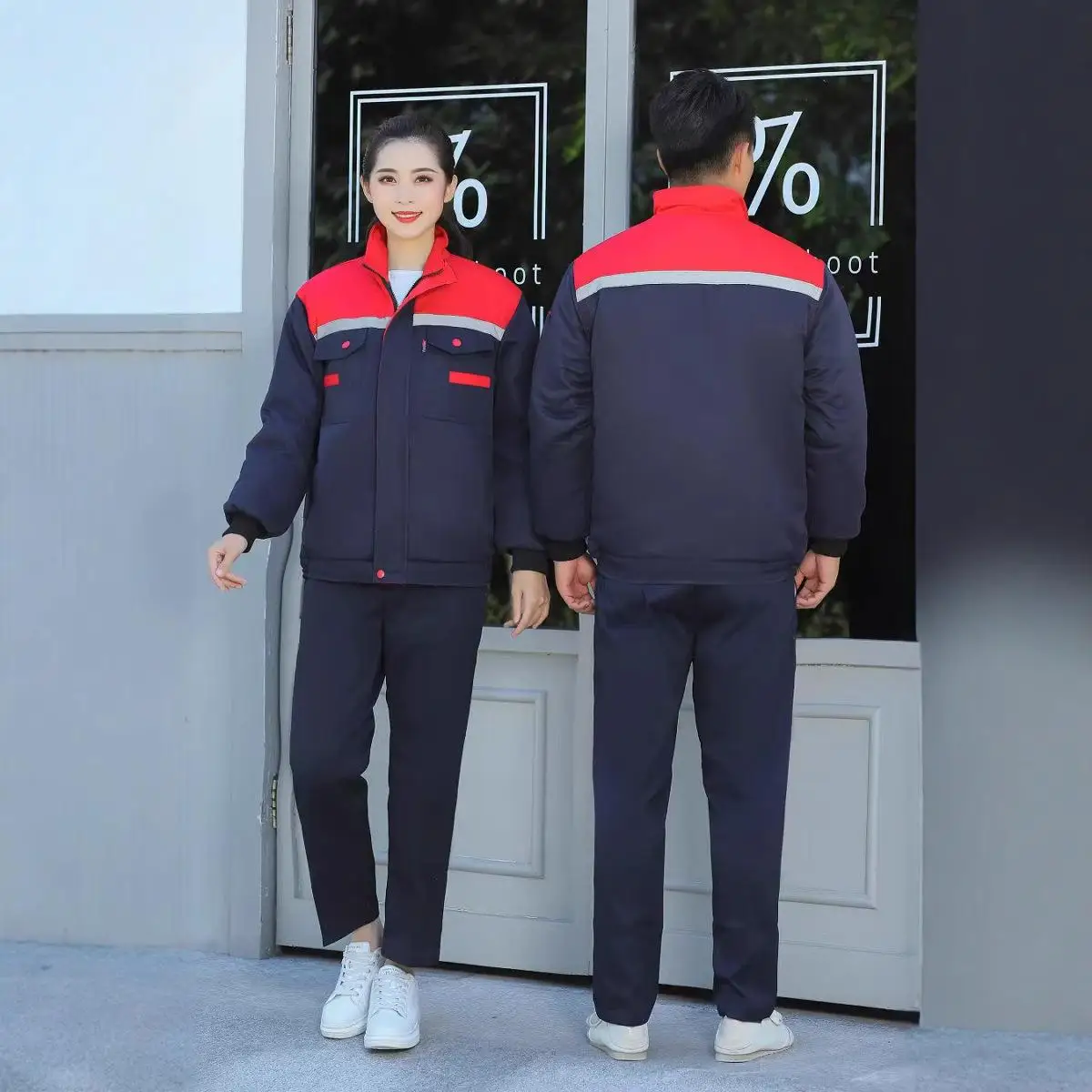 Winter Thick Reflective Strip Cotton Clothing Welding Auto Repair Factory Wear-resistant Dirt Resistant Work Clothes Print LOGO