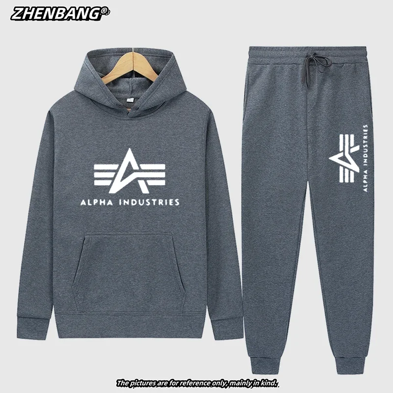 Brand Alpha Industries Alpha Casual Cotton Plus Fleece Hooded Jumper Letter Printing Men\'s New 2024 Europe and The United States