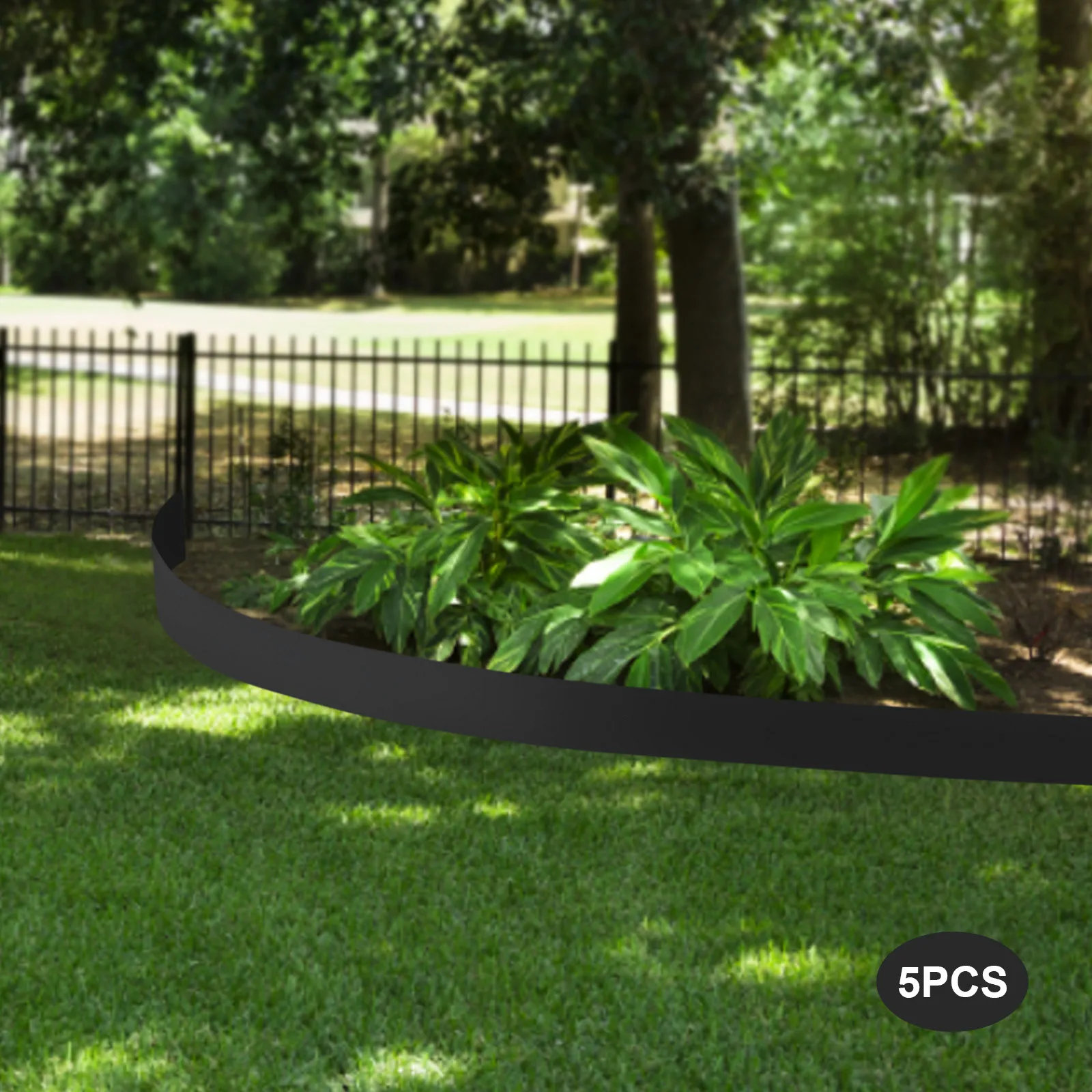 5-Pack 39" Steel Lawn Edging - 5" High Black Landscape Border | Flexible & Heavy Duty, No Dig Needed