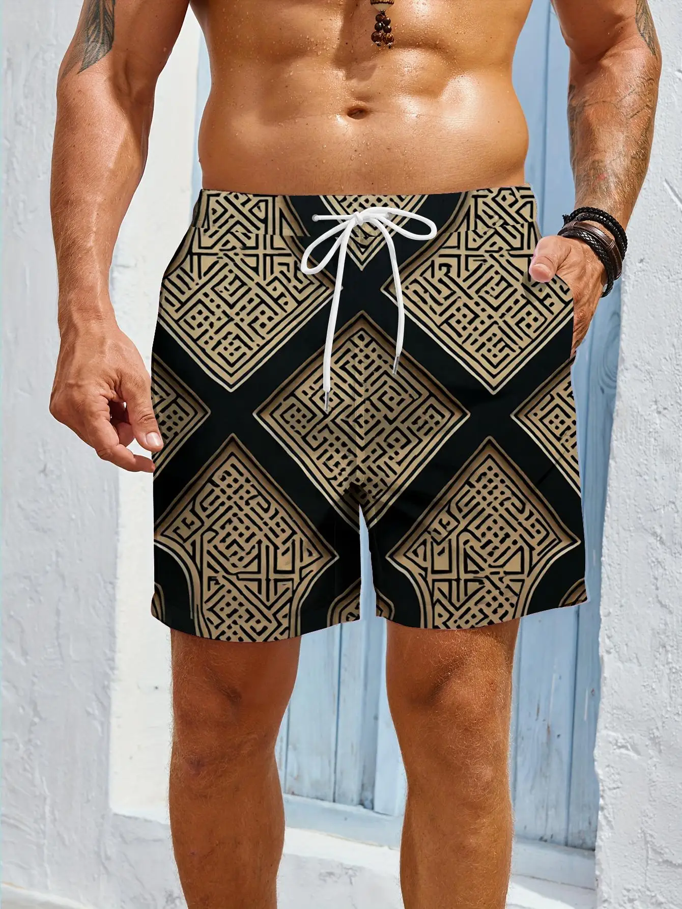 

1pcs Men's Short swim trunks2026 Summer 3D Printed Short sleeve Quick drying running Men's pants Polyester Breathable