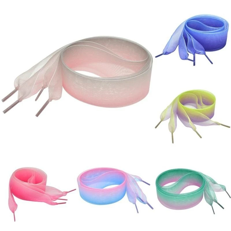 Wide Rainbow Color Fantastische flache Schnürsenkel Voile Ribbon Schnürsenkel
