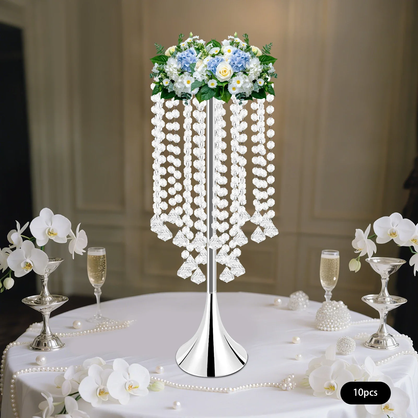 10Pcs Luxurious Wedding Flower Stand, Acrylic Crystal Centerpieces 21.9 in, for Wedding Receptions Hotel/Home Romantic Decor