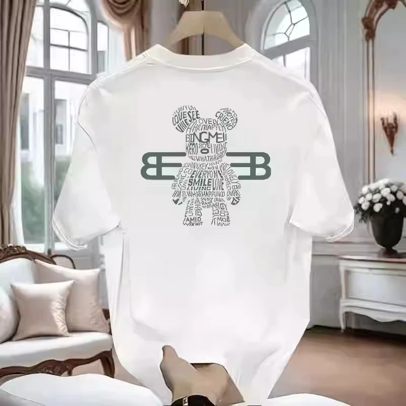 100% pure cotton men's luxurious brand letter print T-shirt, short-sleeved T-shirt, high-quality men's clothing, streetwear