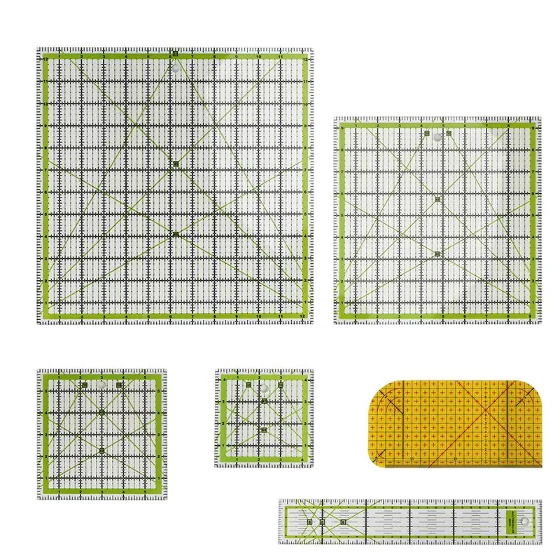 

Набор из 6 акриловых линеек для квилтинга LIKE WISH: квадратные, для раскроя ткани, прозрачные, с маркером, для глажки