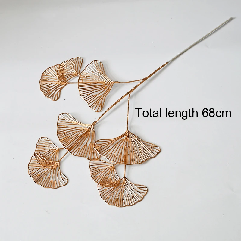 Golden Imitation Flowers False Flower Bouquet Eucalyptus Ginkgo Leaf Loose Tail Anemone Reed Phalaenopsis Bamboo Leaf Wholesale view 6