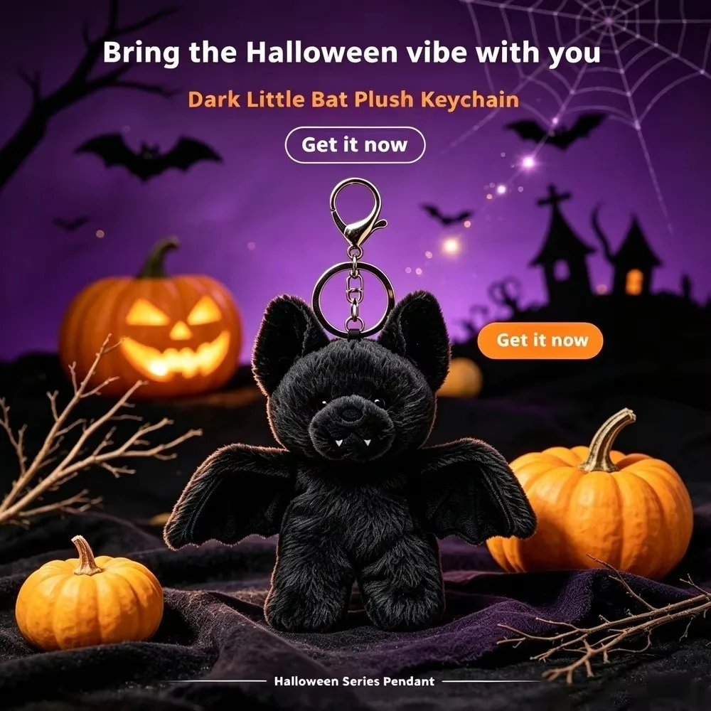 Gothic Bat Plush Keychain Soft Cute Pet Doll Bat Stuffed Animal Keychain High Quality Build Bat Plush Keyring Christmas Gift