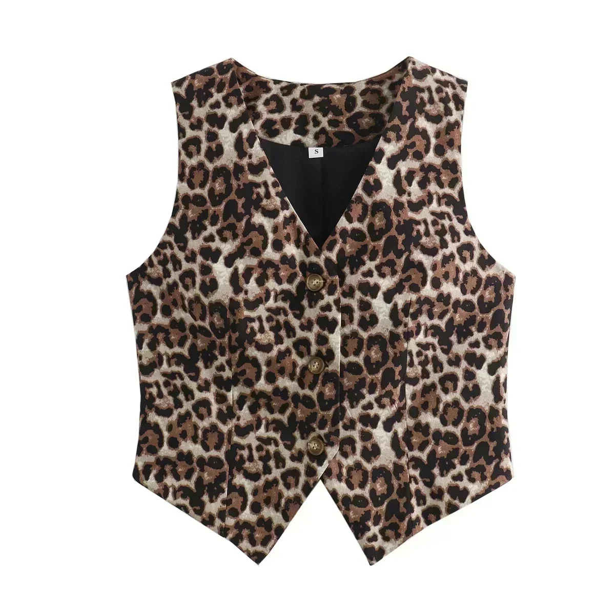 Women's Vest 2024 Fashion Leopard Summer V-Neck Single-breasted Vest Top Ladies Casual Cropped Sleeveless Coat New In Vests