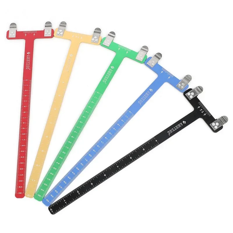 1pc Square T Ruler Archery Aluminum Two Scales Brace Height Measure Ruler for Recurve Bow Longbow Compound Bow Auxiliary Tool