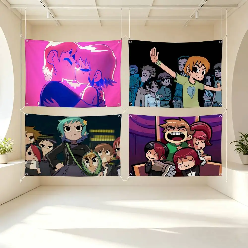 S-Scott Pilgrim Vs The World  Flags for Bedrooms Home Decor Items Outdoor Decors Garage Decoration Flaga