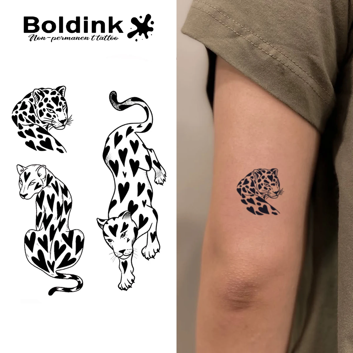 Leopard Print Temporary Tattoo,Lasts To 15 Days New Technology Magic Waterproof Semi Permanent Sticker.