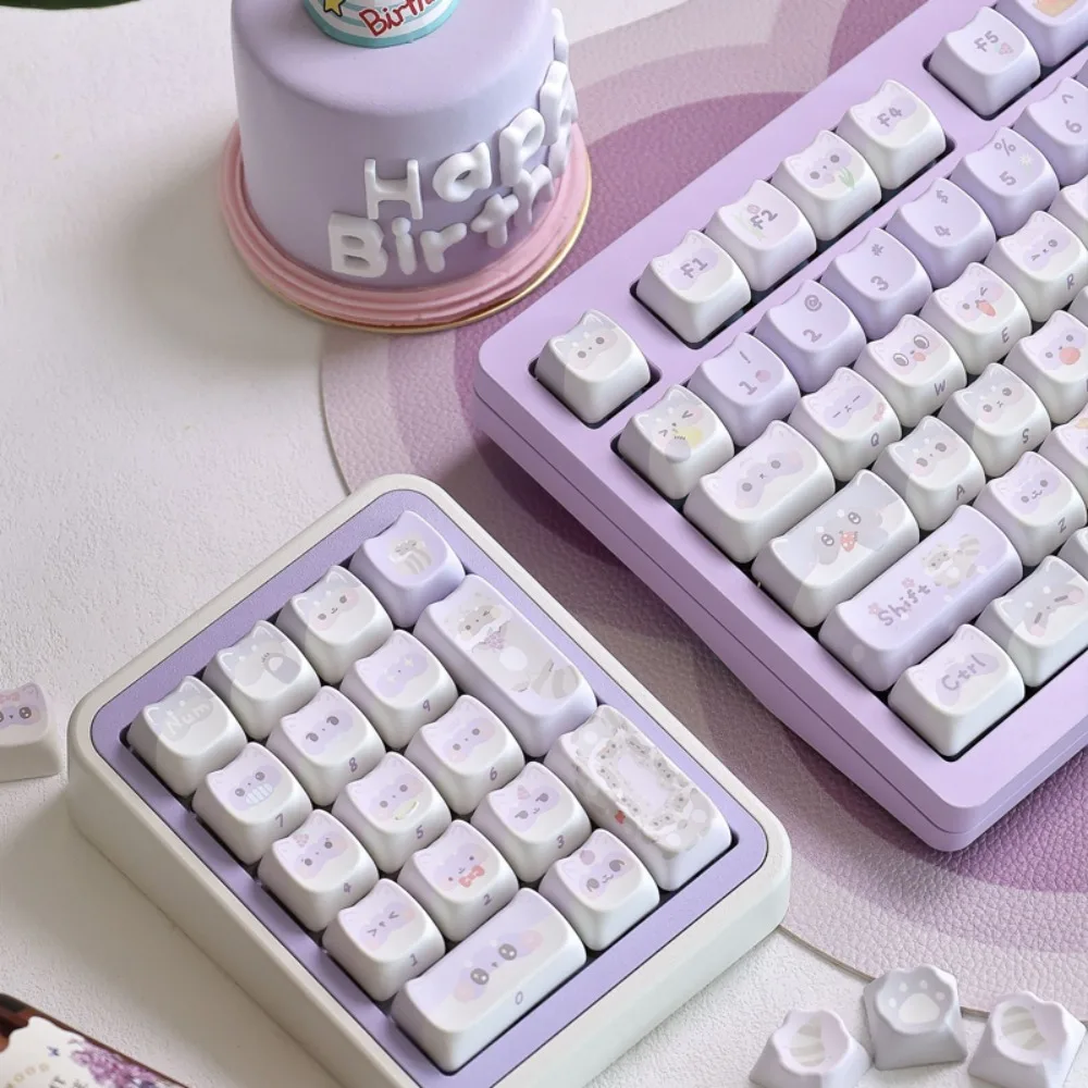 Waschbär-Tastatur, MAO-Profil, 141-Tasten-Sublimation, PBT, Tri-Mode-Tastatur, 2,4 g, Dongle, Bluetooth, kabelloses Spielzubehör, Ergonomie