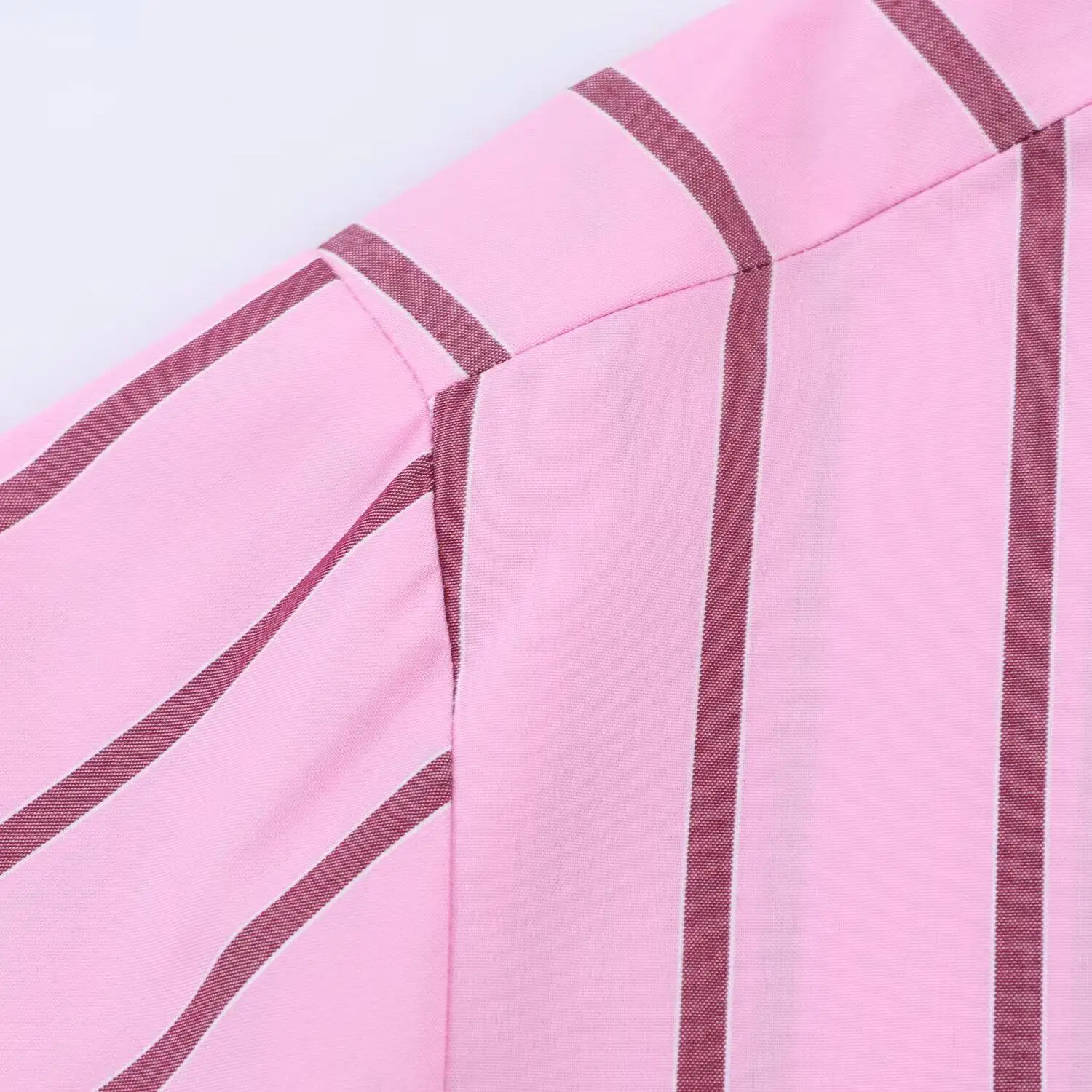 Women's Pink Striped Shirts Blouses 2000s Korean Style Y2k Vintage Elegant Long Sleeve Polo-Neck Shirt For Women Clothes Spring