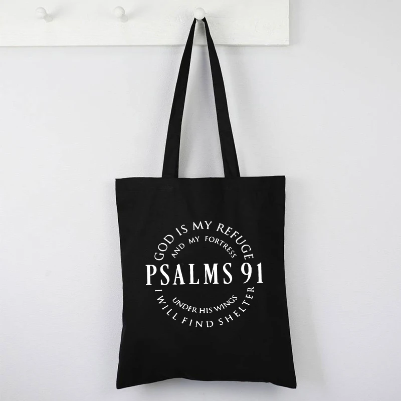 Christian Tote Bag 2022 Blessed Tote Bag Religious Bag Jesus Love Tee Psalms 91 Bag Custom Shopping Bags