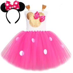 Minnie Princess Dresses for Girls Birthday Ballet Tutus Kids Halloween Christmas Costumes Cartoon Mouse Outfit with Ears Bow