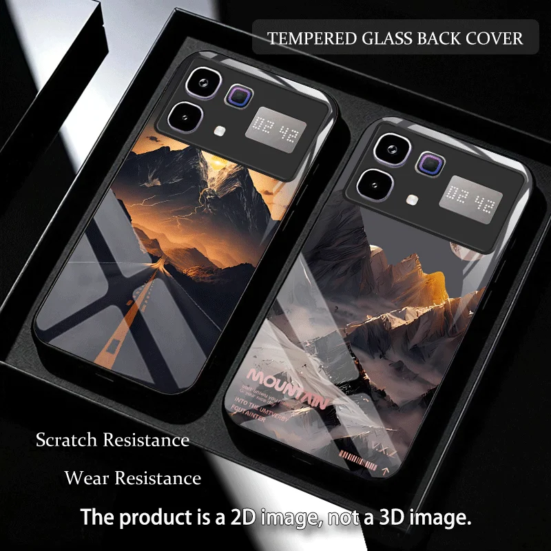 Hard Tempered Glass Case For Infinix Note 60 Pro 5G Protective Cover Mountain Pattern Back Shell Fundas