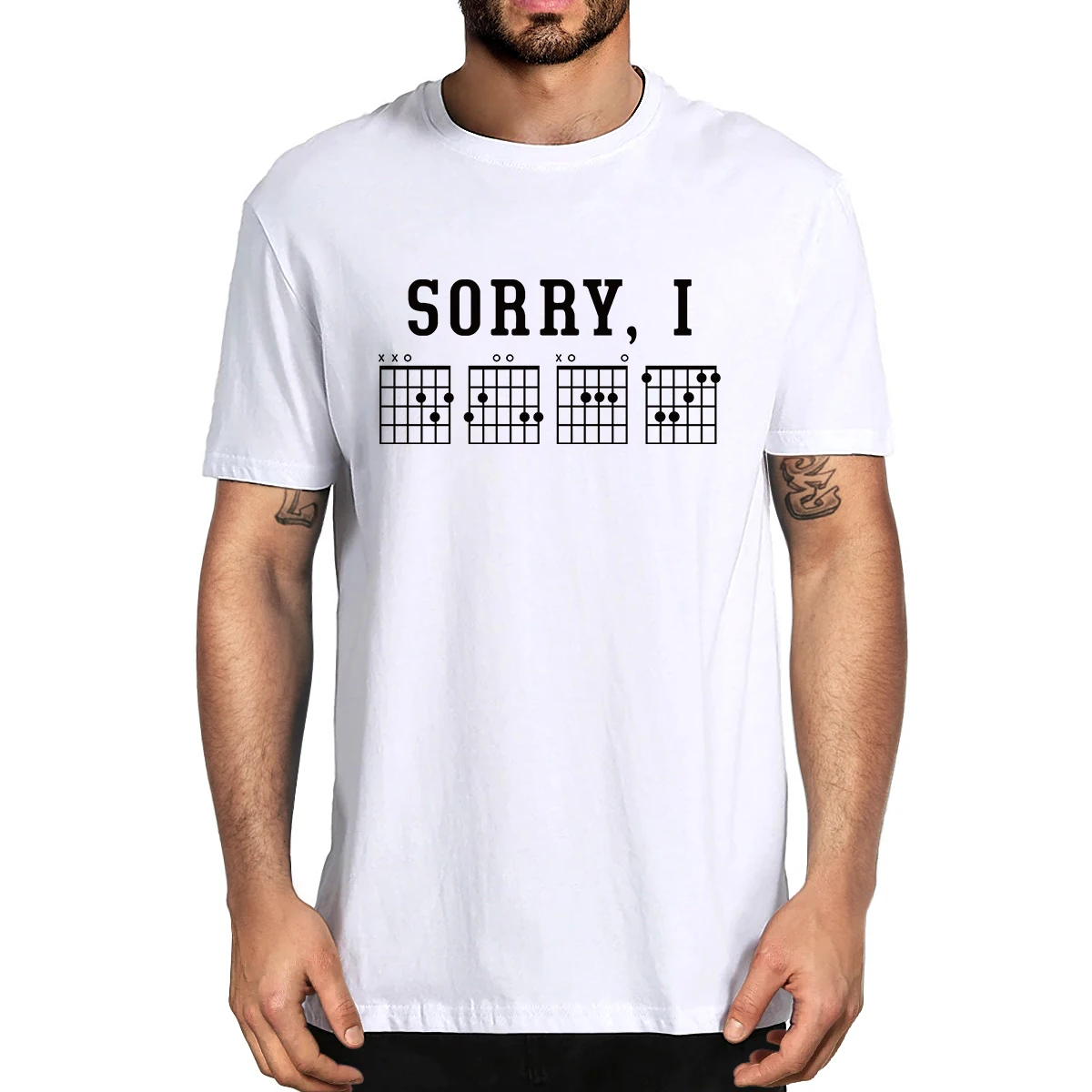 100% Cotton Funny Sorry I-DGAF Hidden Message Guitar Chords Vintage Summer Men\'s Novelty T-Shirt Women Casual Streetwear Tee