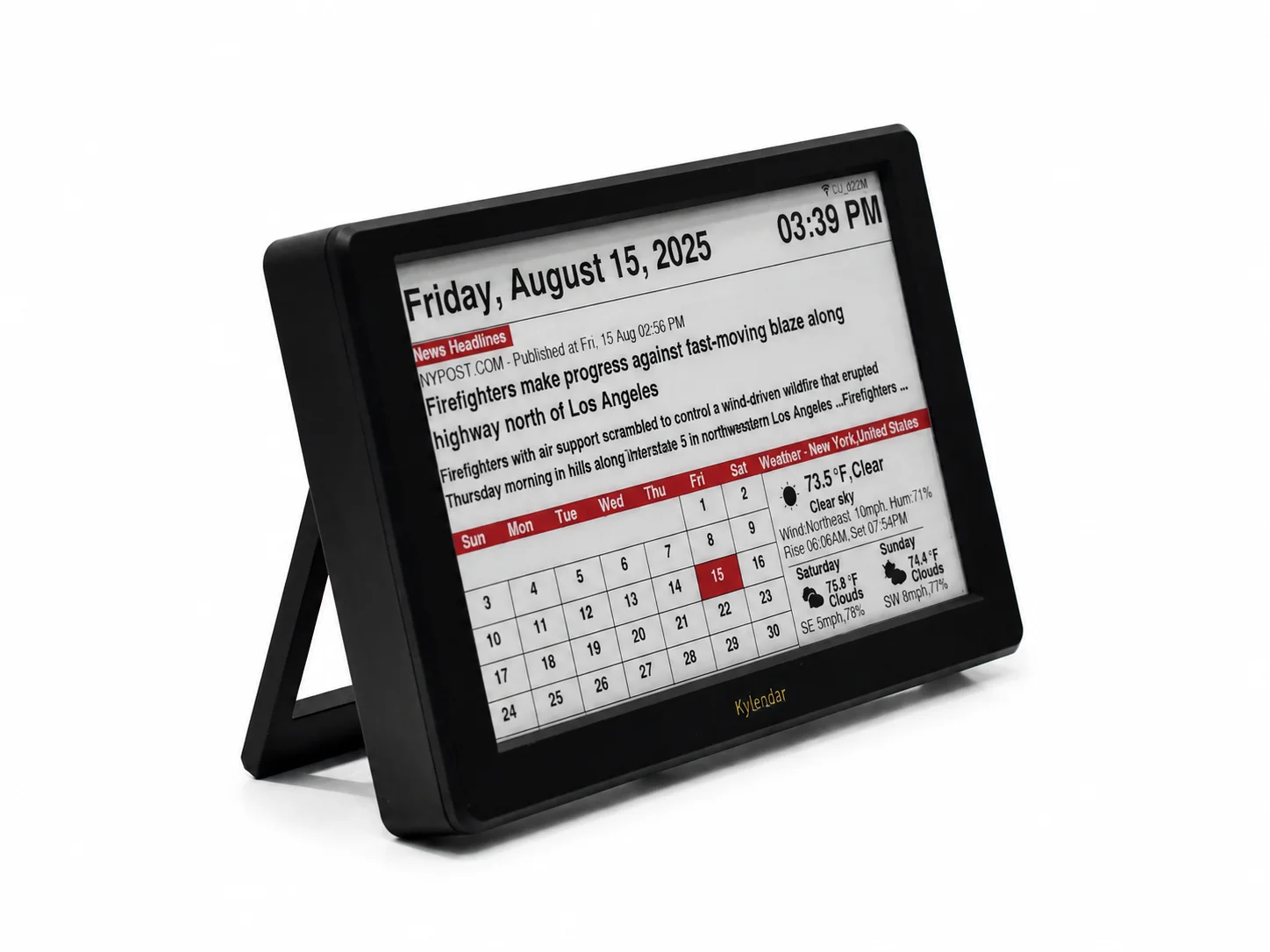 Smart Desktop Display 4 City World Clock, real-time weather news, automatic updates, office tools