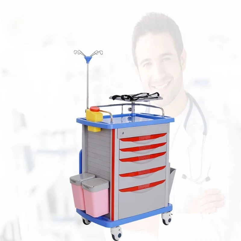 

Medical Trolley ABS Plastic Nurse Hospital Emergency Medicine Trolley Delivery with Drawer Medicine Cart Trolley