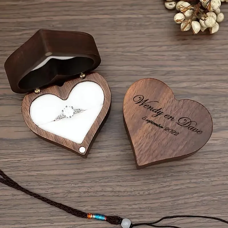 

Premium Solid Wood Jewelry Organizer (Black Walnut) - Jewelry Display for Earrings & Couples Rings Jewelry Case Valentine Gift