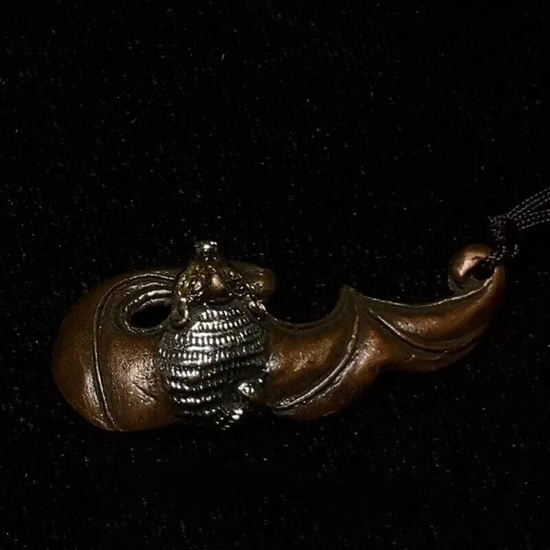 Old Chinese red copper Gilding Carving Lucky bat Statue Gift Collection