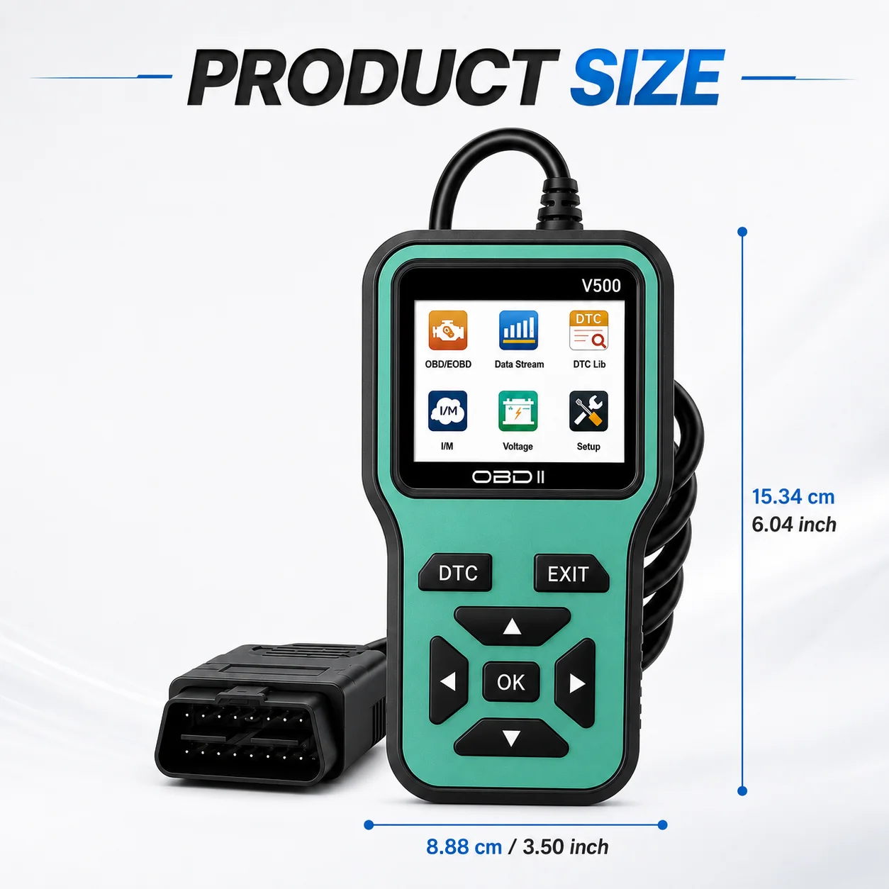 V500 OBDII Scanner Automotive Diagnostic Tool Engine Fault Code Reader Car Voltage Tester Charging System Diagnostic Tester