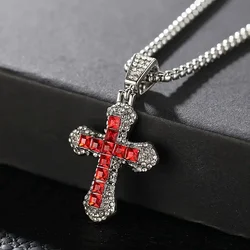 Exquisite Shiny Cross Square Crystal Zirconia Pendant Necklace for Women Men Fashion Hip Hop Party Luxury Jewelry Christmas Gift