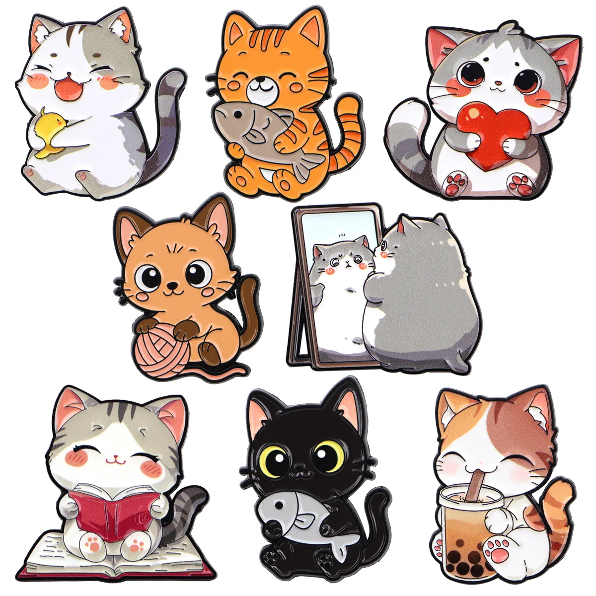 Haustier Katze Serie Emaille Pin Niedliche Broschen Für Frauen Anstecknadeln Abzeichen Auf Rucksack Zubehör Modeschmuck Geschenke für Freunde