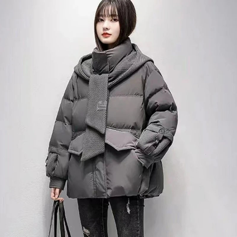 

Короткая хлопковая куртка 2025 года, зимнее новое студенческое пальто, женские пуховые хлопковые куртки, утепленное пальто с капюшоном, женская теплая парка, пальто