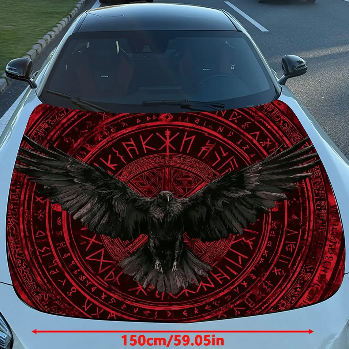 Mysterious Ceremony Black Crow Car Hood Sticker - Fit Removable Automotive Accessory Durable High-Quality Material - Perfect Gif