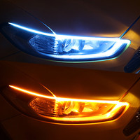 Dynamic 2 PCS DRL Car Flexible LED Daytime Running Lights Turn Signal Lamp Headlight Waterproof 30cm 45cm 60cm White Red Yellow