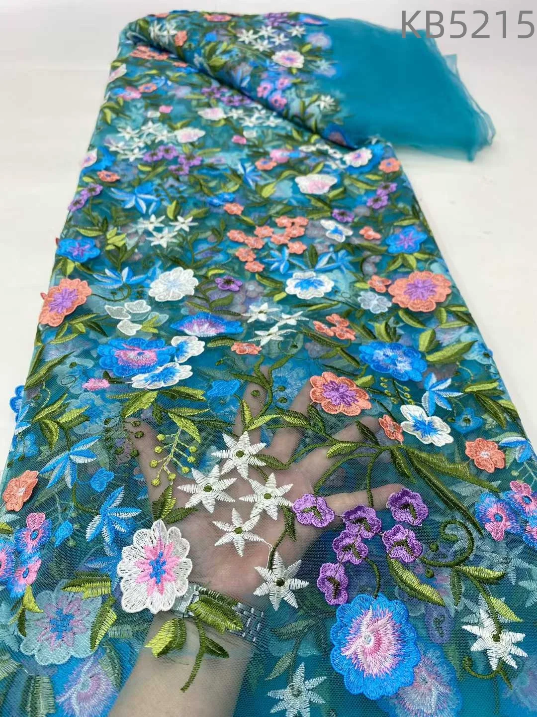 

African Purple Lilac 3D Flower Lace Fabrics Beads Tulle Lace Fabric Beaded Sequins Embroidered Lace Fabrics for Sewing KB5215