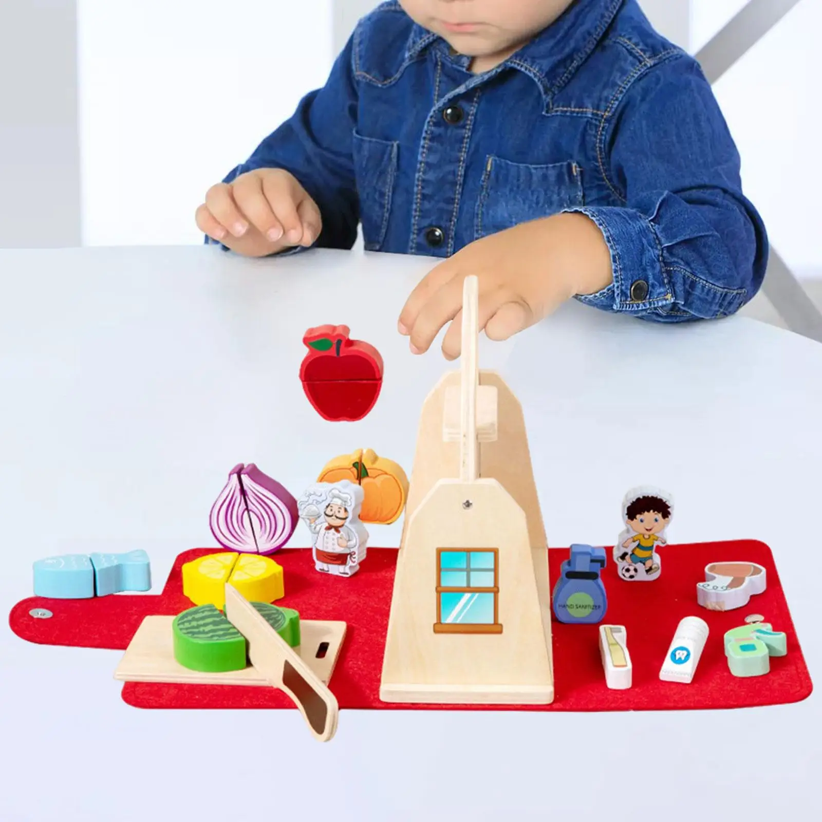 

Pretend Kitchen and Bathroom Toys Sensory Development Early Learning Playset Play Food Toy for Children Toddlers Kids Ages 1 2 3