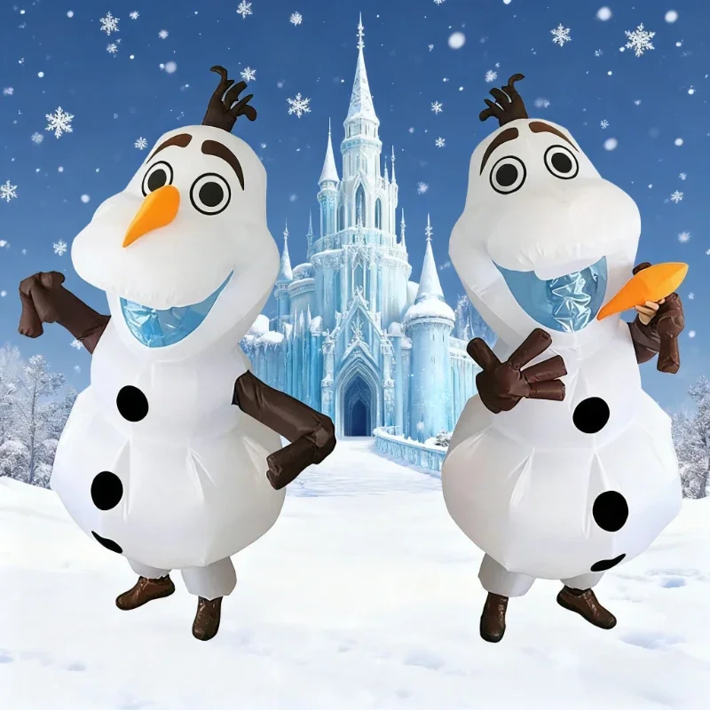 Christmas Olaf Inflatable Costume Fun Snowman Cosplay Blow Up Costume Christmas Carnival Theme Party Funny Performance Suit Prop
