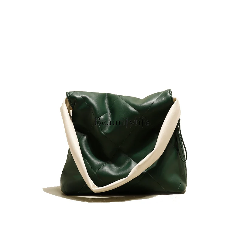 

Rhombus Underarm Bag for Female, Special-Interest Design, Soft Leather, One-Shoulder Crossbody, Commuter