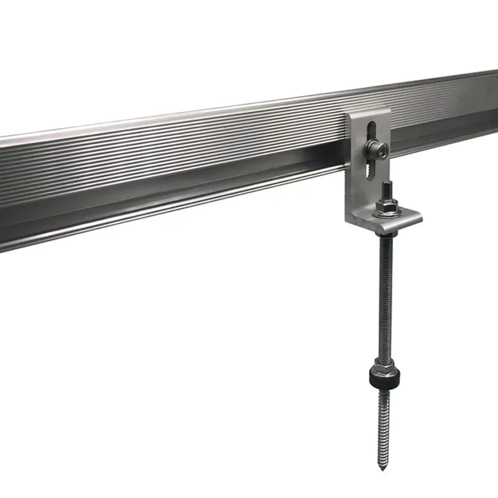 4Pcs 200/250mm Pole Screws With L Adapter Plate Solar PV Trapezoidal Sheet Metal Roof Fixture Solar Panel Racking Mounts