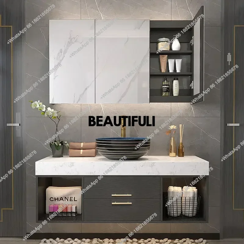 

New arrive Postmodern Bathroom Cabinet Art Ceramic Above Counter Basin Modern Bathroom Vanity Cabinets Toilet Gabinete Trendy Fu