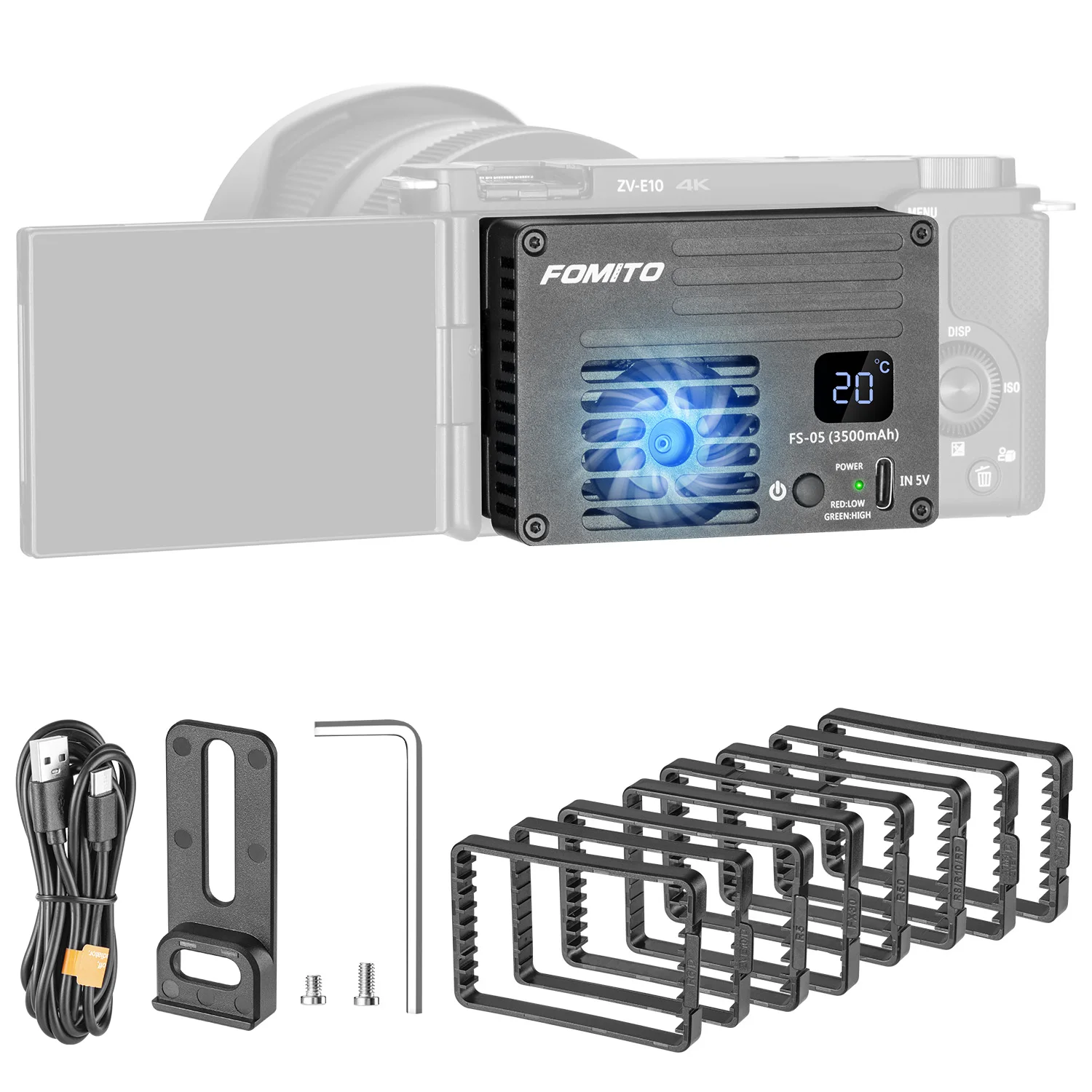 

FOMITO Thermostatic Semiconductor Cooling Fan 3500mAh Battery Fast Cooling for SLR Sony Canon Nikon Silent Cooler Raditor