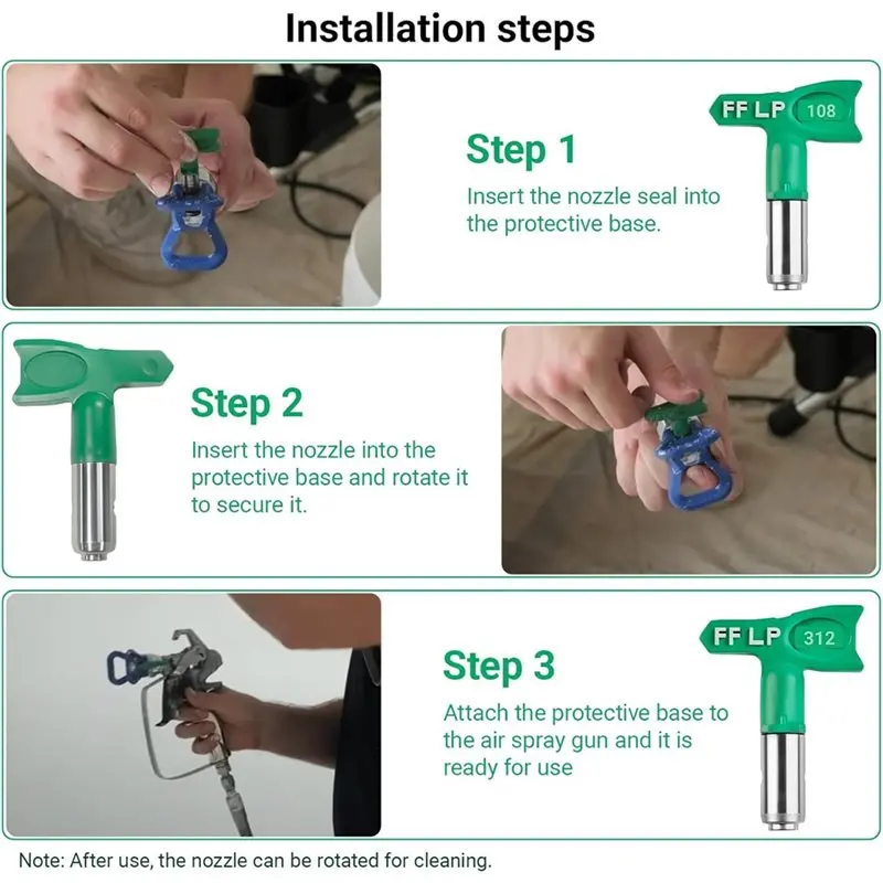 ABBO-لطرف رش بدون هواء 312، لمسة نهائية منخفضة الضغط، حجم المطلم 6 إلى 8 بوصة، حجم الخيط 7/8 بوصة لبنادق رش الطلاء بدون هواء #2