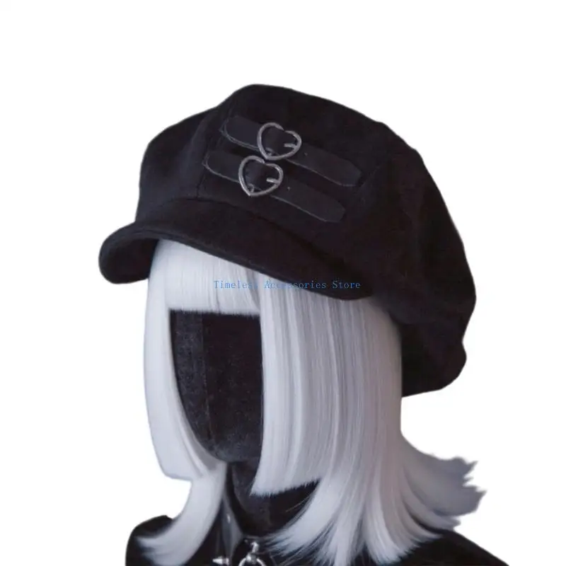 97QE قبعة الرسام العصرية المتضخم قبعة أنيقة على الموضة قبعة البريطانية للمواعدة التصوير الفوتوغرافي سائقة أجرة الرأس أغطية الرأس #5