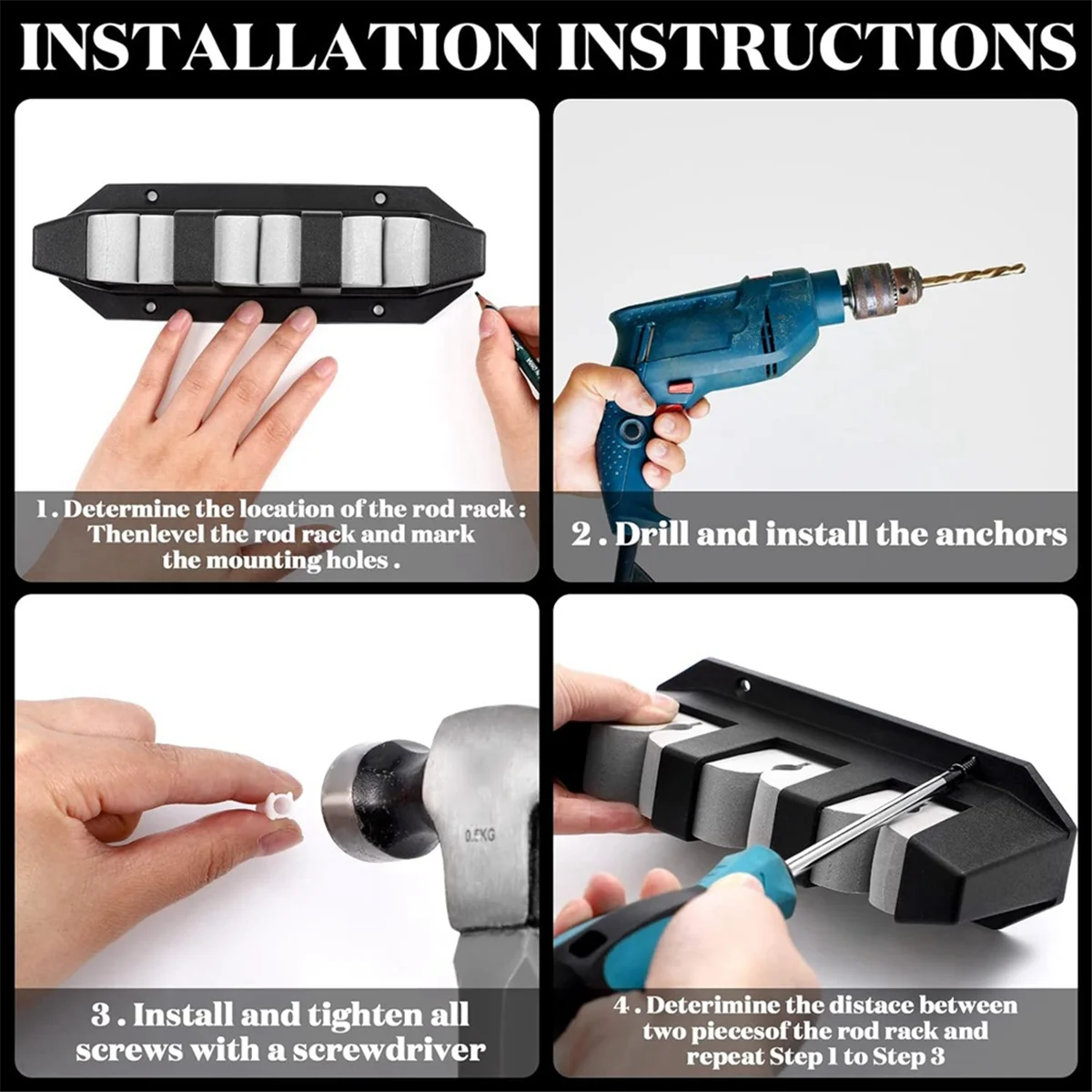 

Lo-ok 3 Держатель удочки Настенное крепление Стойка для удочки Горизонтальный держатель удочки для настенной гаражной лодки Аксессуары 4 шт. Серый