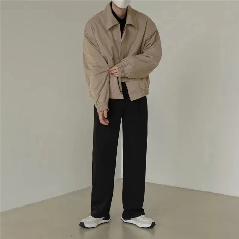 Y2k Europe America High Street Casual Coat Ins Spring Autumn Design Sense Men Senior Vintage Shoulder-Padded Short Bomber Jacket