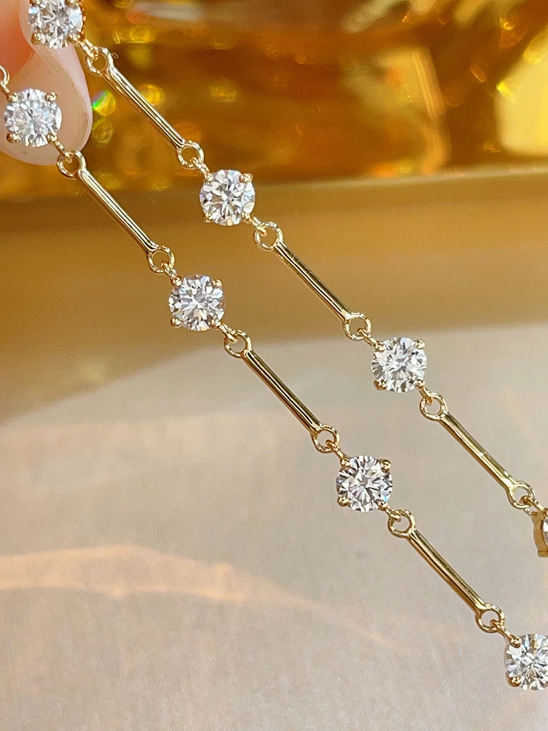 LUOWEND 100% 18K White/Yellow Gold Bracelet Elegant Style 1.0carat Real Natural Diamond Bracelet for Women High Wedding Jewelry