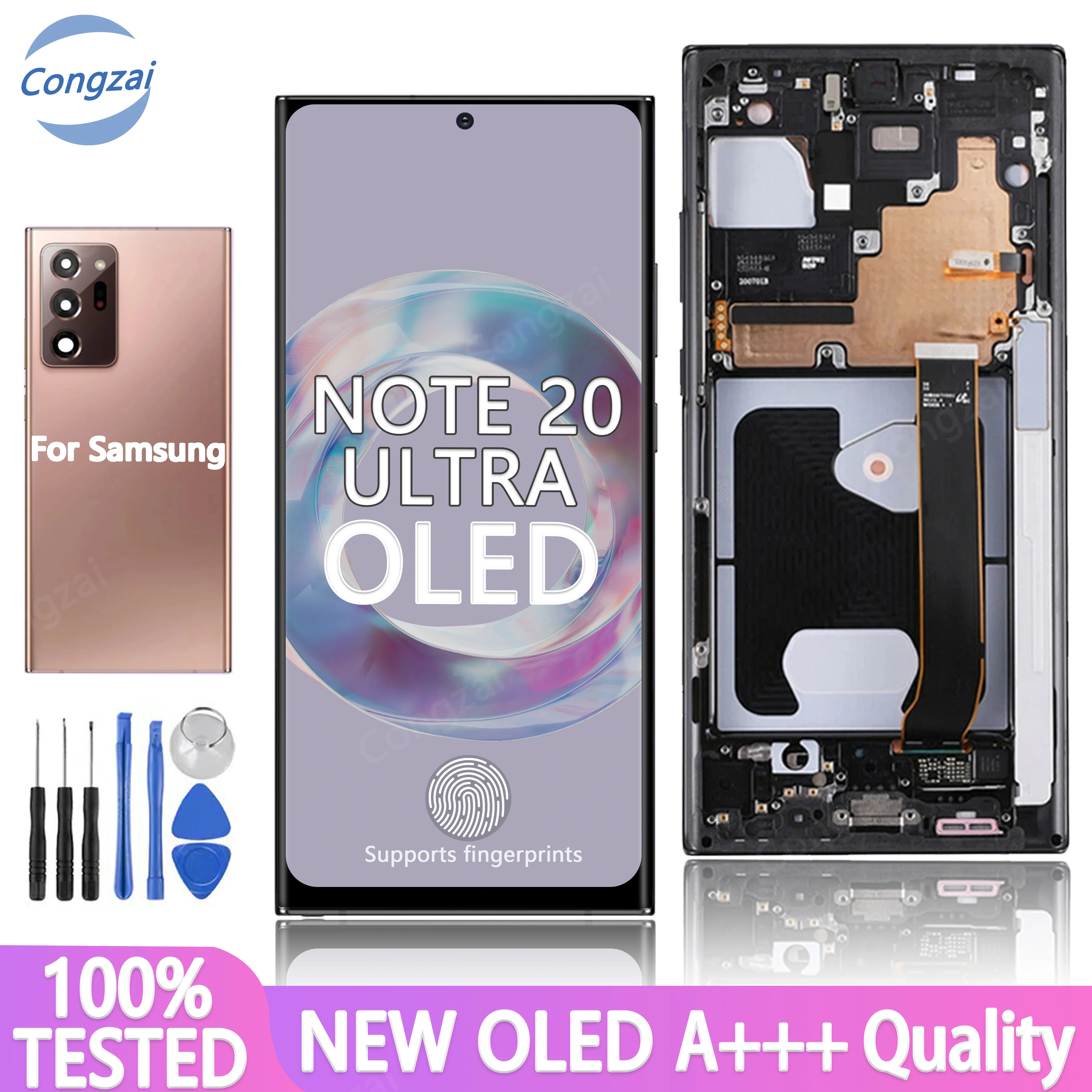 

100% Tested Super NEW OLED For Samsung Galaxy Note 20 Ultra Touch Screen N985 N986U N986B Display Replacement，with Frame