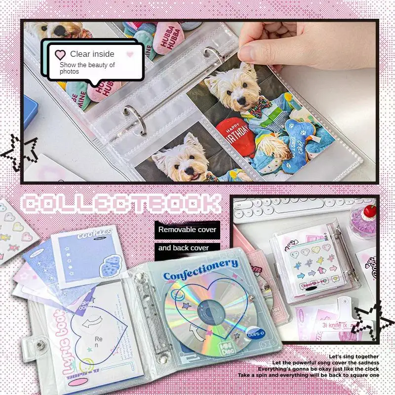 Retro CD Kpop Photocards Collect Book Binder A7 Notebook Cover Diary Agenda Planner Stationery Photo Album Set