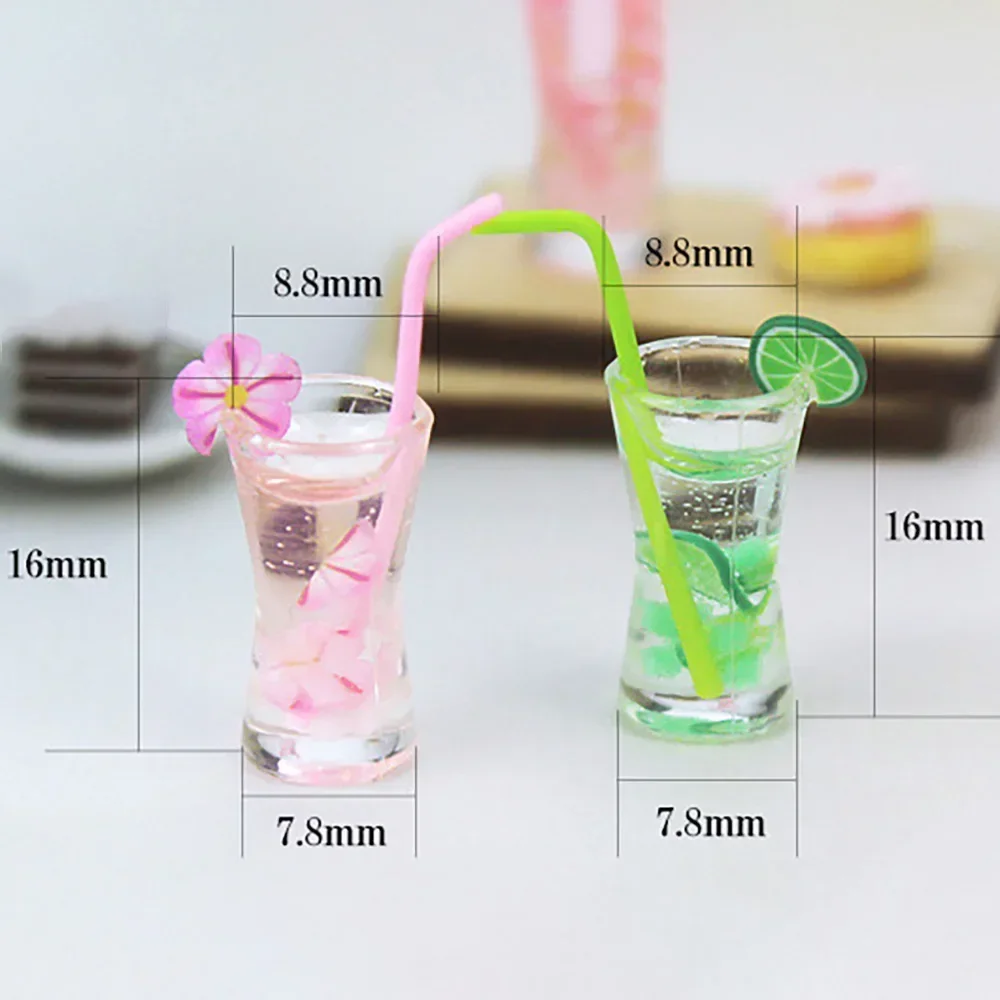 1Pcs 1/12 Doll House Miniature Resin Cherry Blossoms Lemon Drink Simulation Wine Model for Mini Decoration Dollhouse Accessories