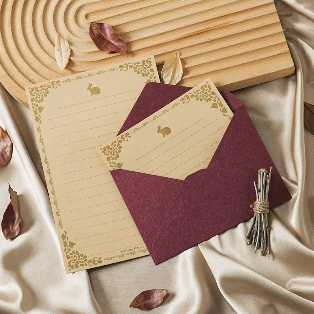10pcs Vintage Envelopes Set Invitation Card Bronzed Seal Blessing Thank Envelope Sheepskin Envelope Romantic