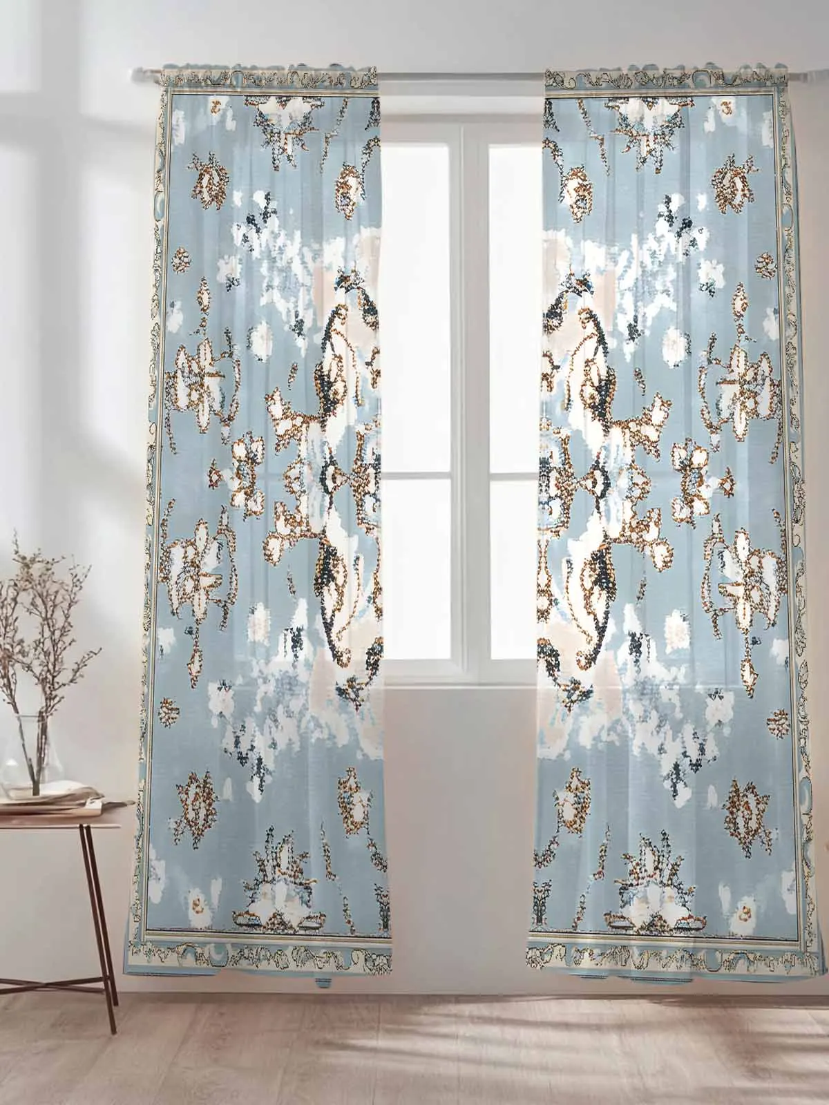 

Bohemia Retro Pattern Voile Sheer Window Drapes Curtains for Bedroom Living Room